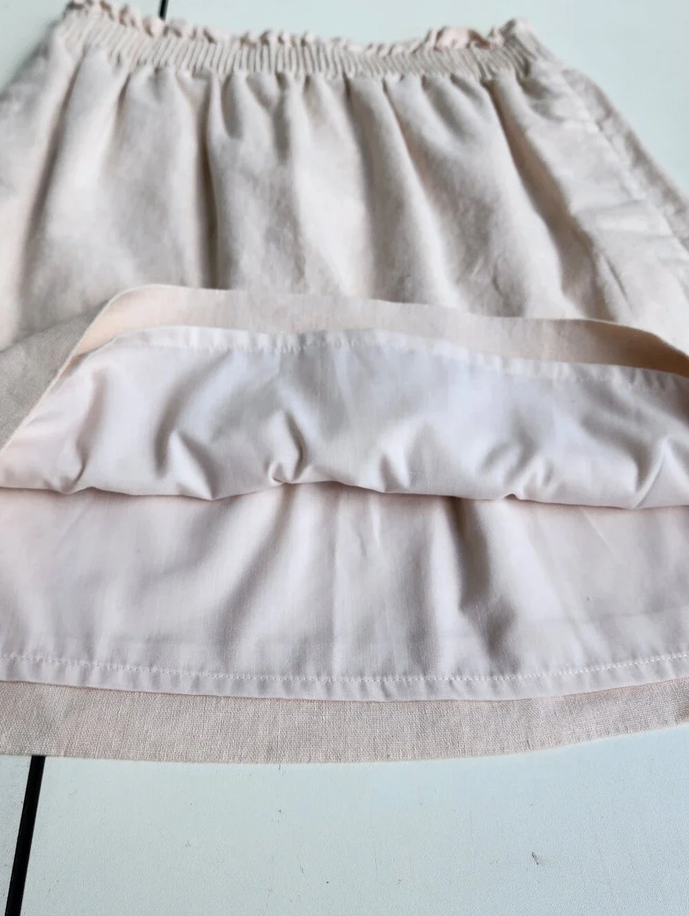 J Crew Pull On Skirt Womens City Linen Blend Pockets Cream Beige Elastic 00